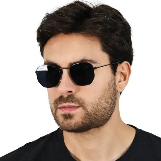 Óculos de Sol Escuro Hexagonal Clássico Proteção UV400 Masculino Doha