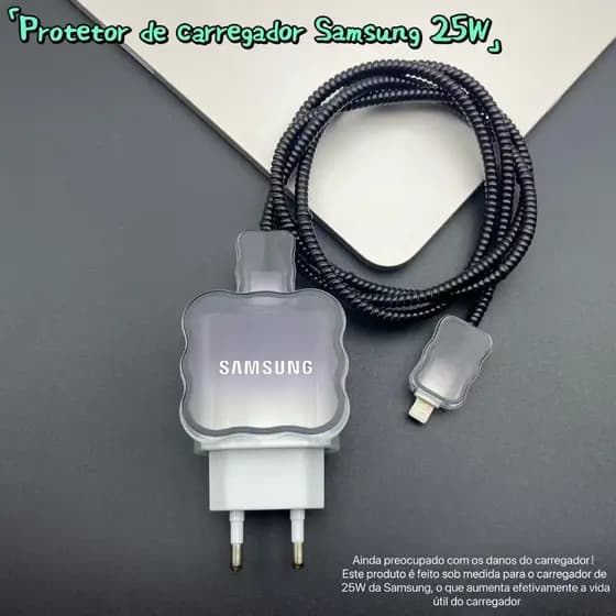WEZFY 43FC Capa protetora para carregador Samsung preta com gradiente de moda, compatível com carregador Samsung de 25W