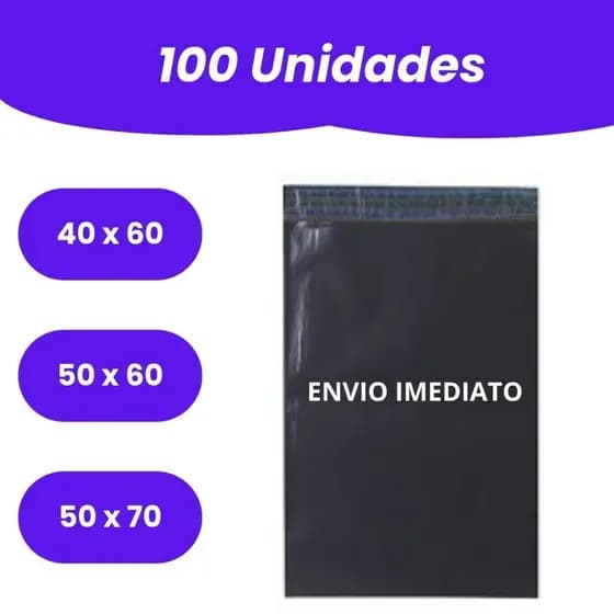 Kit 100 Envelopes Segurança Embalagem De Envio Correio Preto 40x60 50x60 50x70