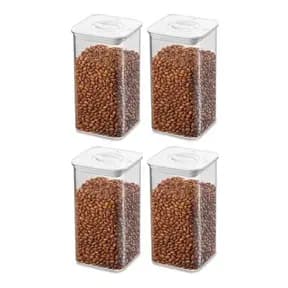 4 Potes Bolacha Hermético 1,3L Mantimentos Acrílico Tampa Hermético Trava