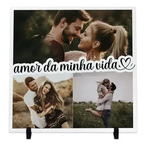 Presente Criativo Para Casal Azulejo Personalizado Com Fotos