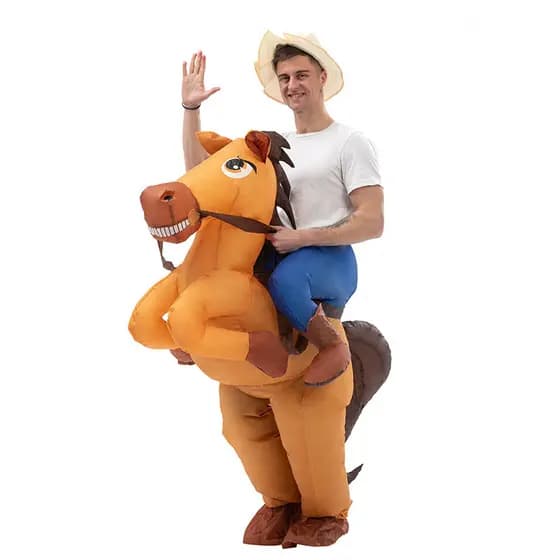 Traje de cavalo inflável multicolorido engraçado andando boneca adulto desempenho traje