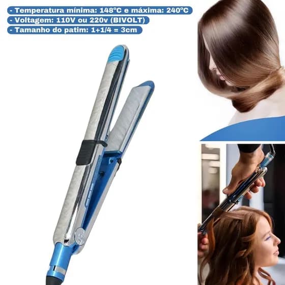 Prancha de Cabelo e Chapinha Super Nano Titanium Optima 3000 BIVOLT Profissional 465° F Su