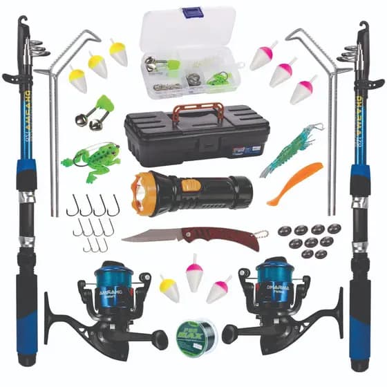 KIT BARATO COMPLETO 2 VARAS + 2 MOLINETES + ITENS, PROMOÇÃO