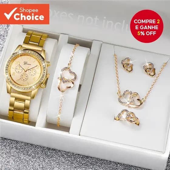 Relógio De Quartzo Feminino Com Pulseira De Aço , Design De Mostrador De Três Olhos Cravejado De Diamantes , Conjunto De