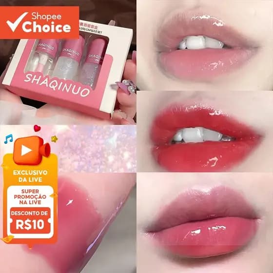 Esmalte Labial Water Glos , Hidratante De Longa Duração , Bálsamo , Linha Repai r , Copo Antiaderente
