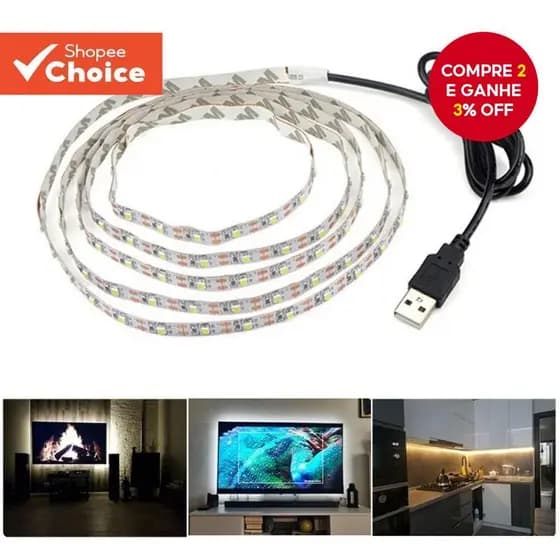 Tiras De LED DC 5V USB 2835-Branco Quente Para Iluminação De Fundo De TV , Decoração De Casa-Lâmpada De Fita Luz De Cord