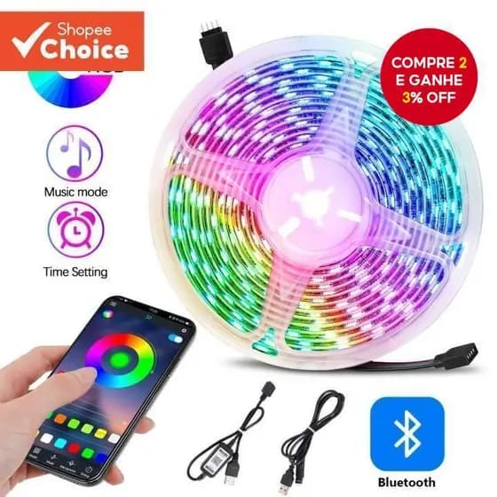 Fita LED USB RGB-SMD 5050/2835 Flexível Para Decoração De Quarto E