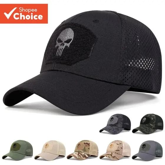 Boné De Beisebol Masculino Camuflado Com Caveira , Chapéu Tático Para Pesca E Caminhada Ao Ar Livre O Verão