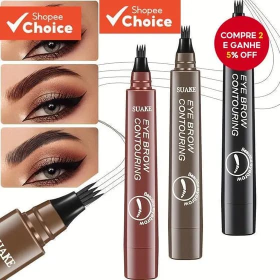 Caneta De Sobrancelha Microblading De 4 Pinos-Traços Naturais À Prova D'água , Maquiagem De Longa Duração