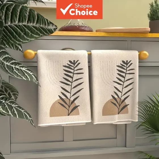 Toalhas De Cozinha Abstratas Da Arte Planta , 2 Pacotes , Panos Decorativos Absorventes Do Prato Design Moderno