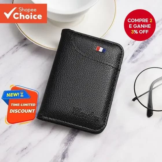 Carteira RFID Ultrafina Masculina-Porta-Cartões Fino Para De Crédito E Identificação