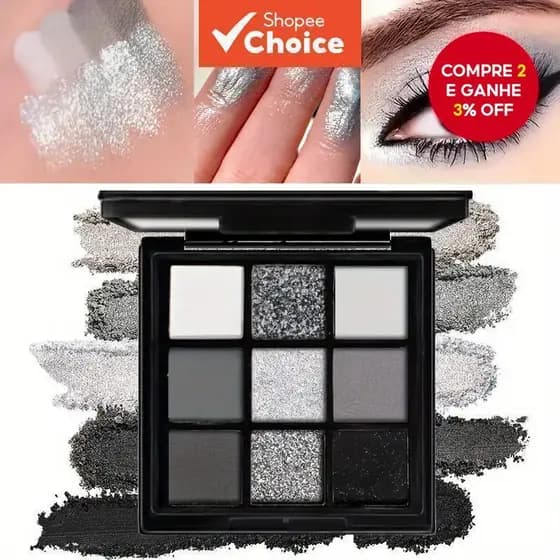 Paleta De Sombras De Nove Cores De Cisne Preto , Maquiagem Esfumaçada De Halloween , Punk Escuro , Perolado , Fosco , Pr