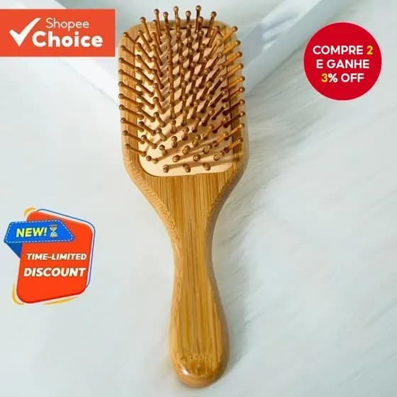 Escova De Cabelo De Bambu Antiestática Massagem No Couro Cabeludo Almofada De Ar Ferramenta De Estilo Presente De Cuidad