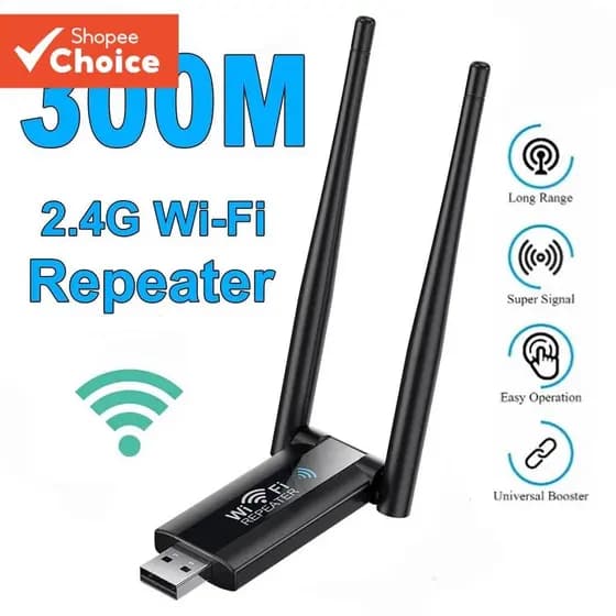 Extensor Repetidor WiFi 2.4G 300Mbps Wireless USB Signal Booster Extensão De Rede De Roteador De Longo Alcance