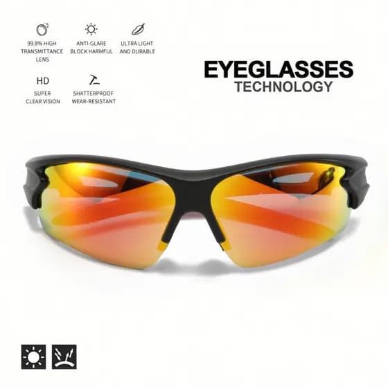 Novos Óculos de Sol Semi-Rim Featherlight com Lentes Prismáticas UV400 para Corrida, Ciclismo e Viagens, Unissex, Chroma