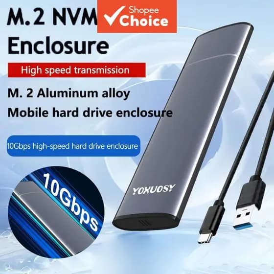 Nova Caixa SSD M2 2026 Protocolo SATA NVMe 10Gbps M.2 para USB C 3.1 Gen2, Gabinete Portátil Externo de Armazenamento