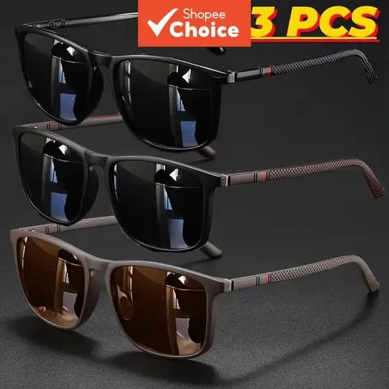 3 Pçs Luxo Quadrado Vintage Ciclismo Óculos De Sol Uv400 Masculino Feminino Para Viagens Condução Pesca