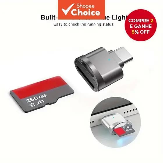 Leitor De Cartão USB C Micro TF Type Adaptador Portátil OTG Para Samsung Mac iPhone 15 16