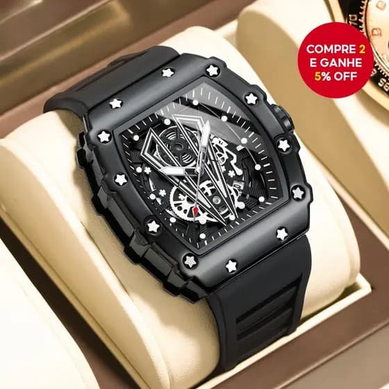 Relógio de quartzo coreano de luxo original luminoso à prova d'água de silicone quadrado esportivo de moda