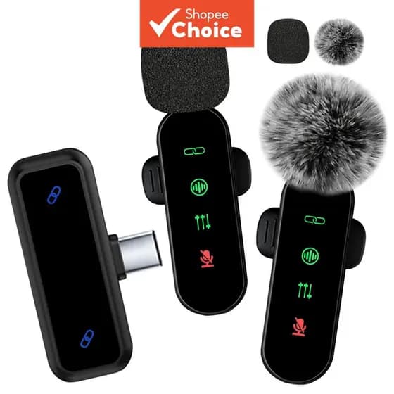 Microfone de Lapela Sem Fio Compacto, Microfone Sem Fio com Cancelamento de Ruído, Duplo Microfone para Vlogs,