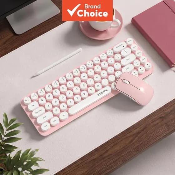 MOFii Macaron Gradient Mini Teclado Sem Fio, Teclado Silencioso com Teclas Redondas Compactas Retrô de 75%, Conjunto de
