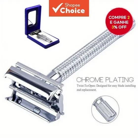 Barbeador De Segurança Dupla Face De Aço Inoxidável , Clássico Masculino , Design , Durável E De Longa Duração , Vem Com