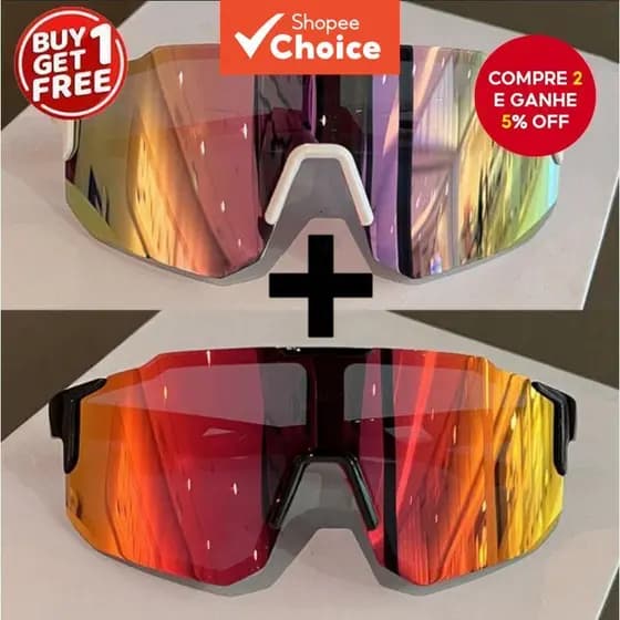 Compre 1 e Ganhe 1 Grátis: 2 Óculos de Sol Esportivos UV400 à Prova de Vento, ideais para ciclismo, esqui e direção