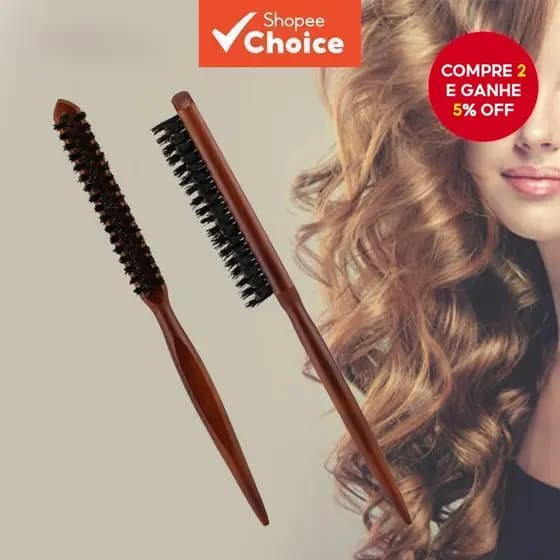 Escova de Cabelo de Madeira Durável com 3 Linhas - Ideal para Estimular Cabelos Oleosos, Preparar Barba e Grooming de