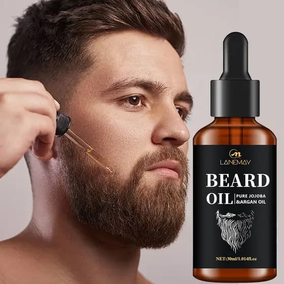Óleo de Barba para Homens - Óleo Natural de Argan e Jojoba para Amaciar a Barba, Adequado para Todos os Tipos de Cabelo
