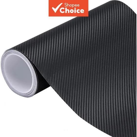 Vinil de Fibra de Carbono 3D Preto Premium em Rolo para Envelopamento de Carro, Adesivo Autocolante com Liberação de