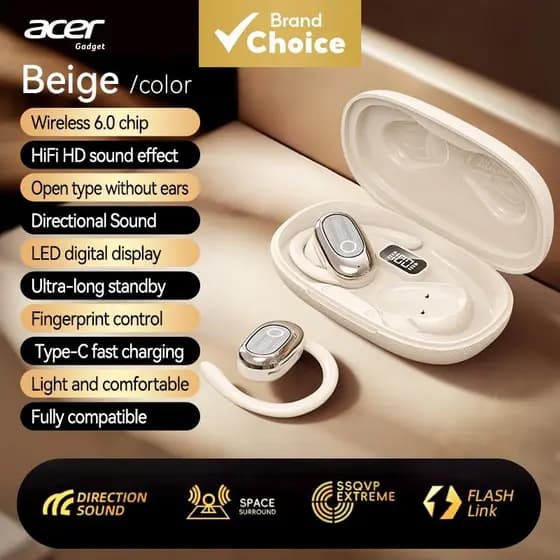 Fones de ouvido sem fio Bluetooth, cancelamento de ruído, fones de ouvido para jogos, fone de ouvido aberto OWS de