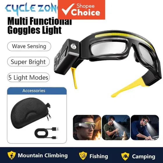 Óculos Ultra-Luminosos Farol Frontal com Sensor Inteligente para Pesca, Corrida e Trabalho de Reparos