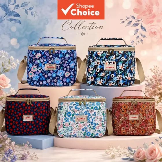 Bolsa Térmica Isolada para Mulheres, Bolsa Térmica Floral de 7,5L com Alça Ajustável, Forro PEVA, Lancheira Portátil