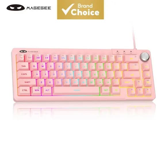 Teclado Gamer MageGee Mini 60% com Retroiluminação RGB, Ultracompacto, TS68 Ergonômico à Prova d'Água, Teclado Mecânico