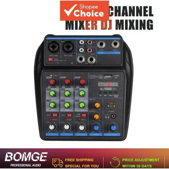 Console Mixer De DJ De 4 Canais Bluetooth 48V Phantom Power Monitor Sistema De Áudio USB Elite Pro X Max