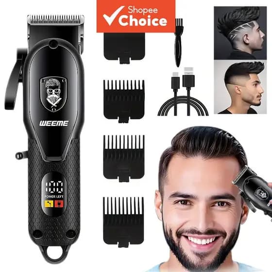 Kit Profissional de Máquina de Cortar Cabelo Elétrica com Trimmer para Homens, Máquina de Barbear, Ideal para Salões de