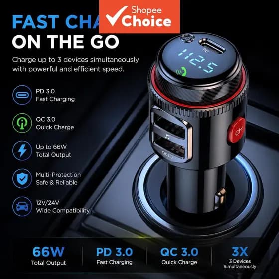Transmissores FM Bluetooth Novo Adaptador De Rádio 5.4