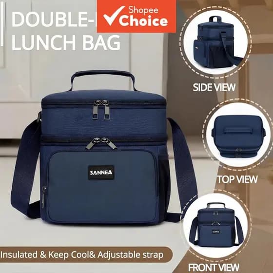 Bolsa térmica de isolamento dupla camada 8L para homens e mulheres, bolsa térmica de grande capacidade com dois