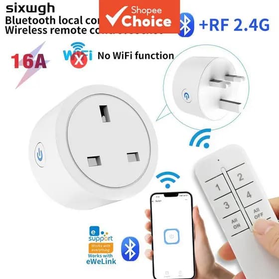 Um Conjunto EWELINK RF 2.4G Bluetooth Tomada Inteligente Reino Unido , Interruptor De Controle Remoto Sem Fio Para Eletr
