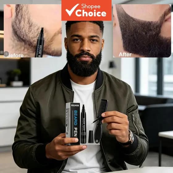 EELHOE Caneta Preenchedora de Barba à Prova de Manchas com Mini Pincel e Kit de Pincel de Contorno, para Reparação