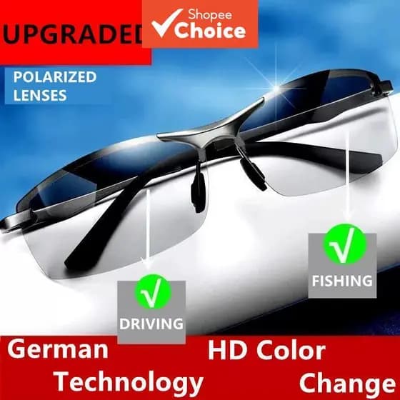 Óculos de Sol Polarizados Dia e Noite - Óculos de Ciclismo/Pesca com Lentes Fotocromáticas UV400 para Homens e