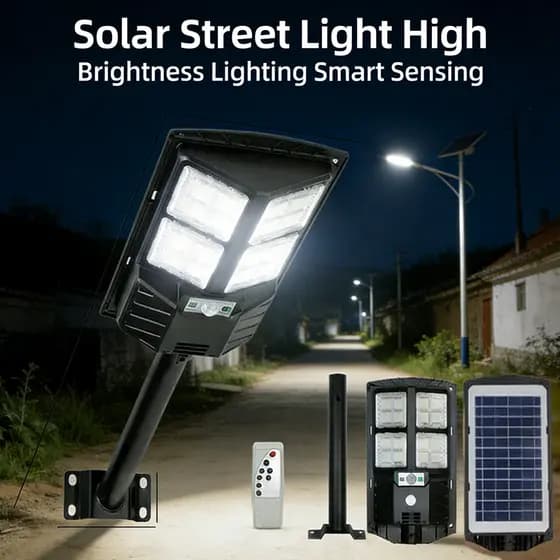 Lâmpada De Rua Solar 1000w Ip65 À Prova D'água Ao Ar Livre Inteligente Sensor Com Controle Remoto
