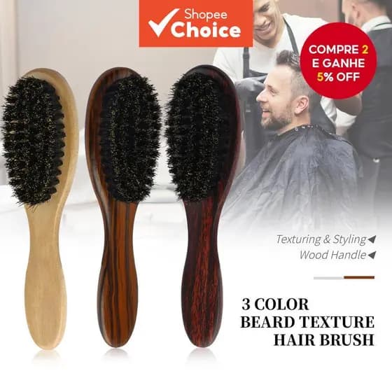 Escova De Cabelo Oval Antiestática Com Cabo De Madeira Para Homens Barba Óleo Pente Desembaraçador De Cabeça