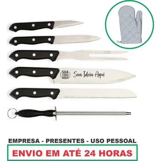 Kit Churrasco 7 Peças Personalizado Nome Time Logo