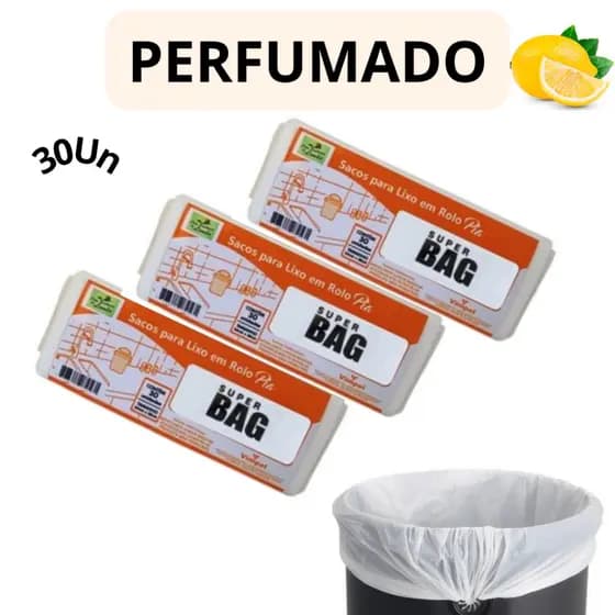 Saco de Lixo para Pia 30 Un Perfumado Essência Limão Anti Odor Branco