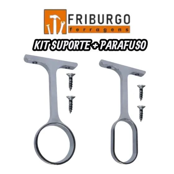 Suporte Central Oval Ou Redondo com Parafusos Para Tubo de Cabideiro Arara Guarda Roupas