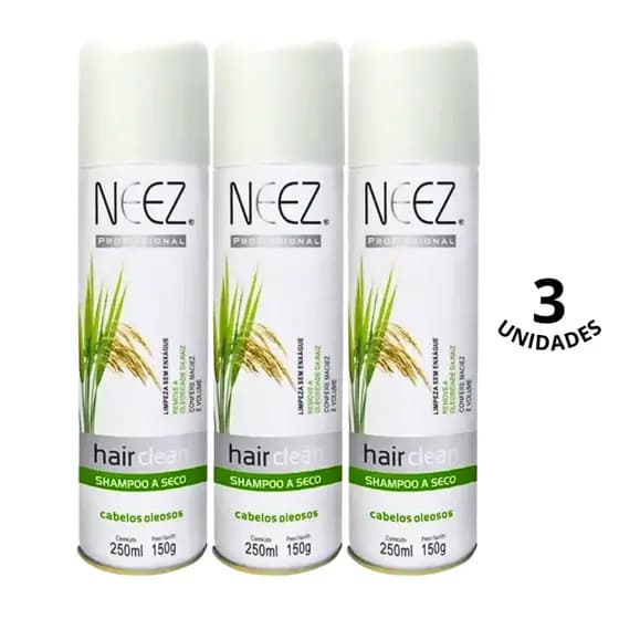 Kit 03 Shampoo A Seco Neez Cabelos Oleosos Profissional 250ml