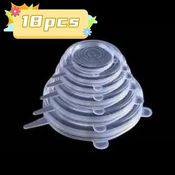 Kit 18 Tampas Silicone Panela Pote Universal Flexível Lavável Silicone