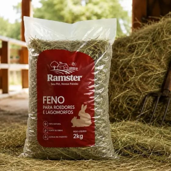 Feno 2Kg Embalado Ideal Para Roedores Qualidade Top 1